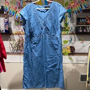 Venezia Blue Flutter Sleeve Midi Dress Ptp is 27 length is 49